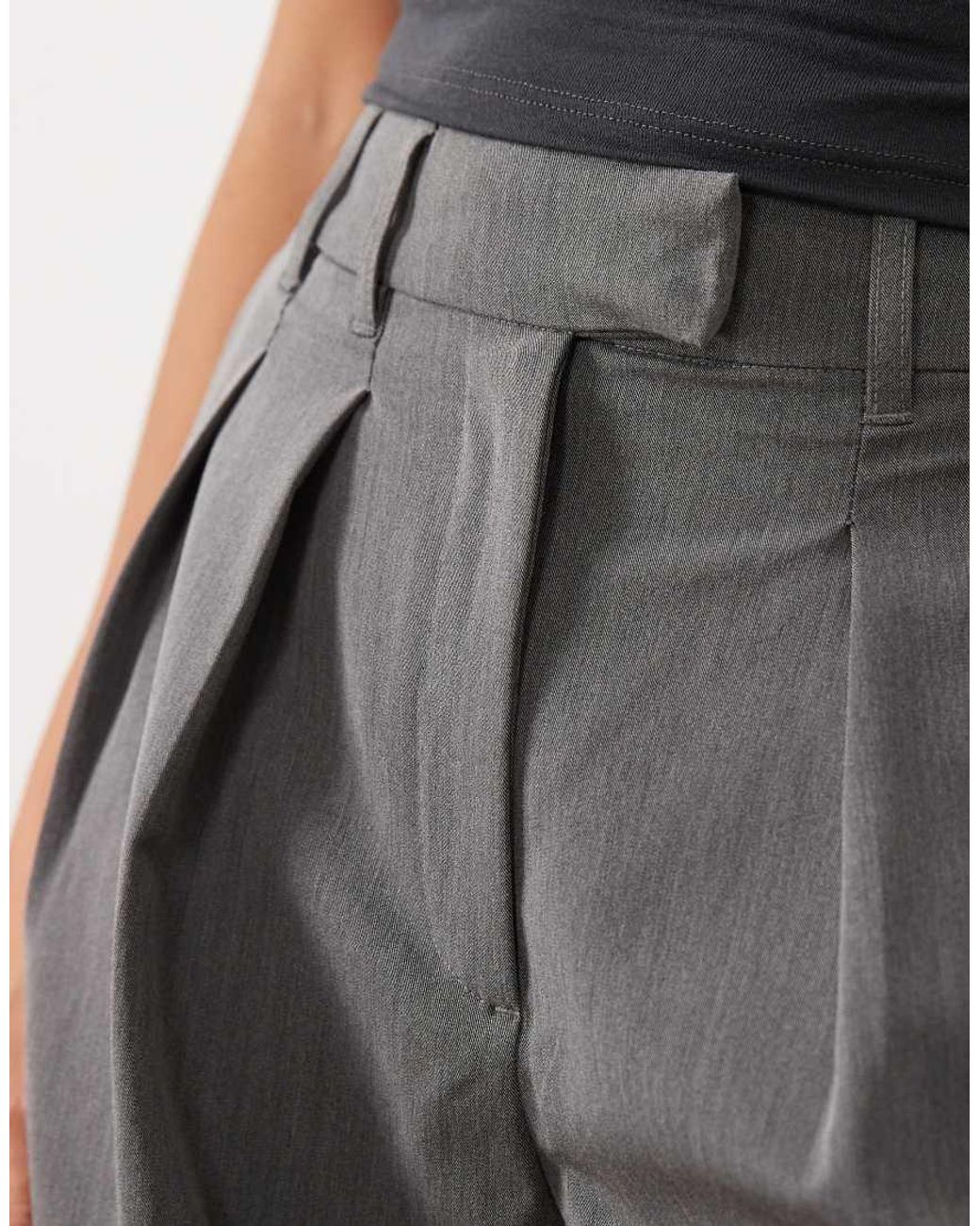 ASOS Black Petite Tailored Wide Leg Trousers With Pleat Detail