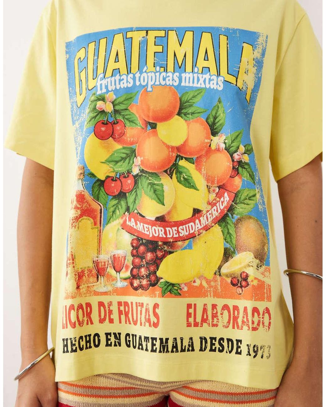 ASOS Yellow Oversized T-shirt With Vintage Guatemala Fruit Graphic