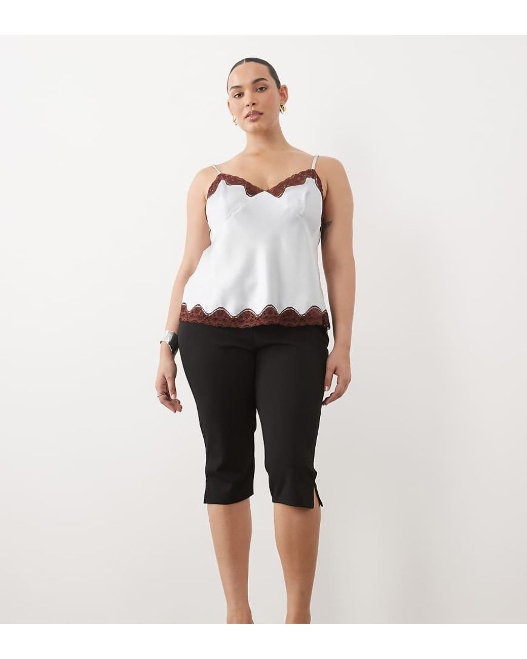ASOS Natural Asos Design Curve Capri Trousers With Side Split