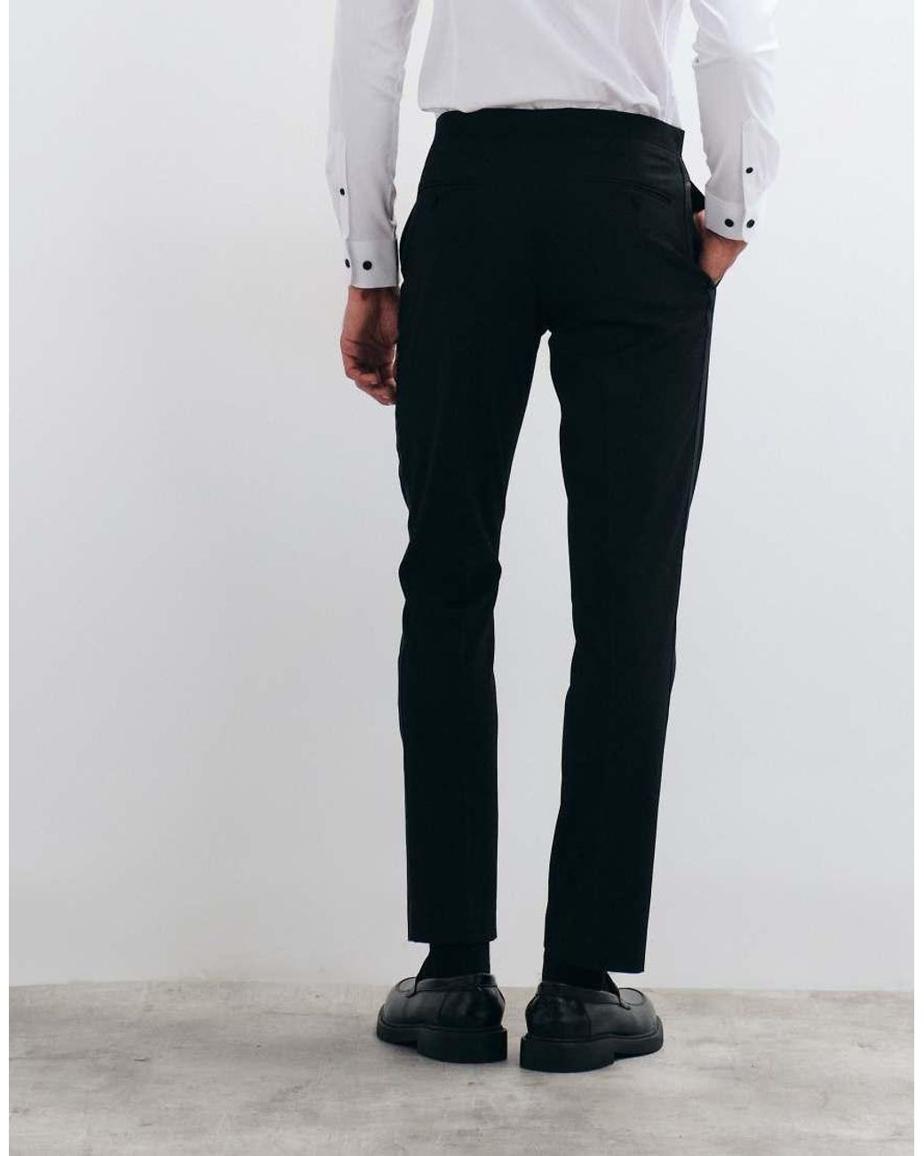 ASOS Black Slim Tuxedo Suit Trouser for men