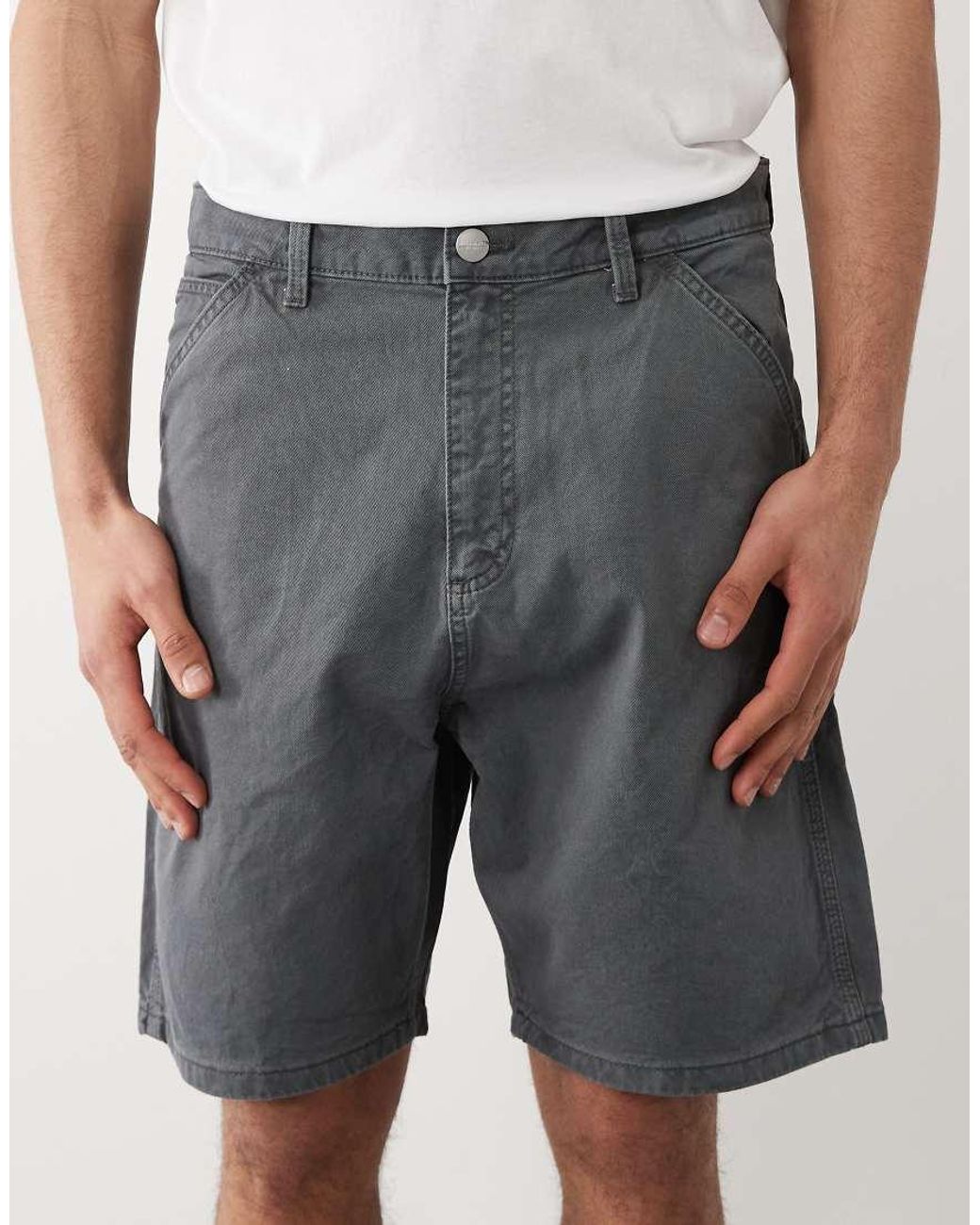 Jack & Jones White Denim Carpenter Shorts for men