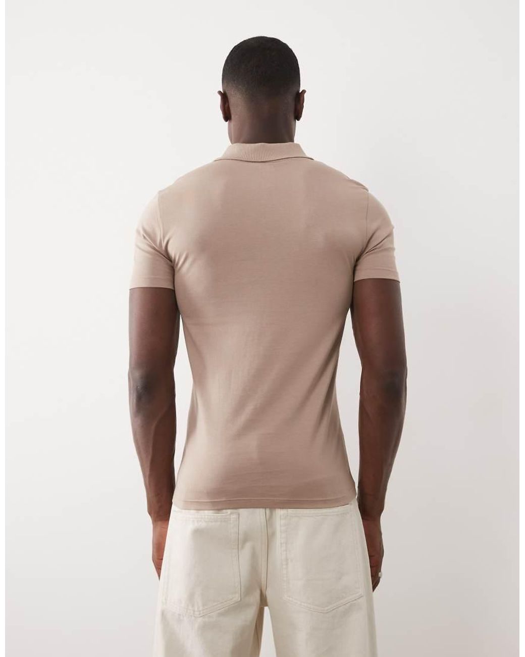 ASOS Natural Premium Supima® Cotton Slim Fit Polo for men