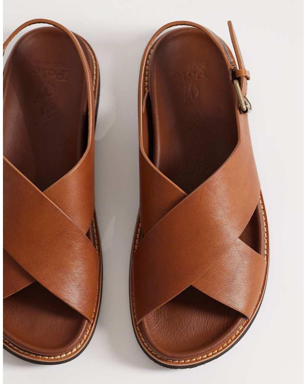 Polo Ralph Lauren Brown Zane Leather Sandals for men