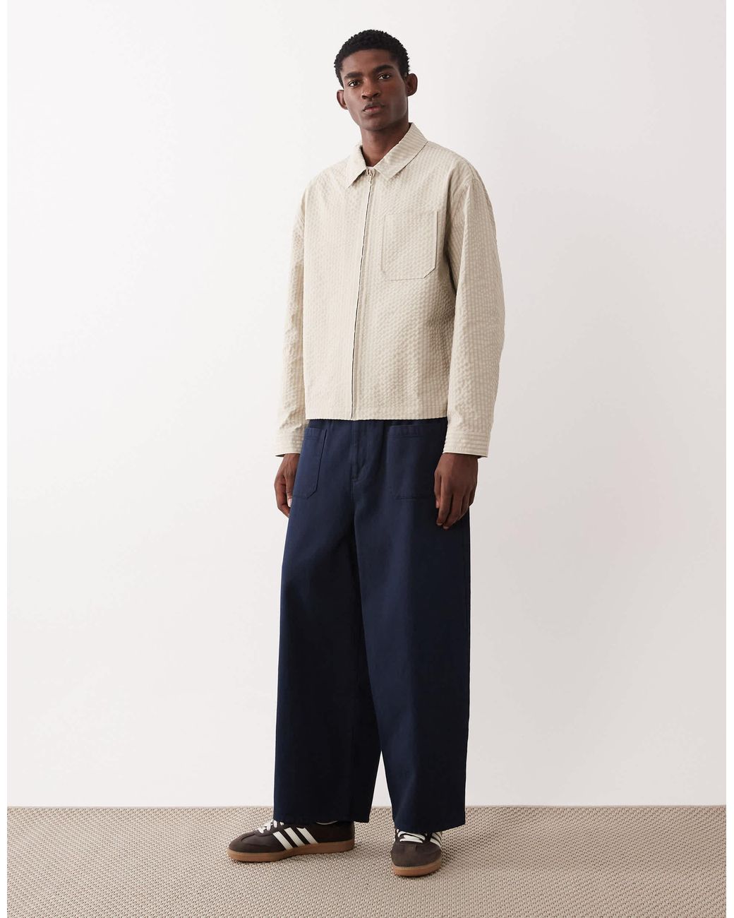 ASOS Natural Textured Harrington Jacket for men