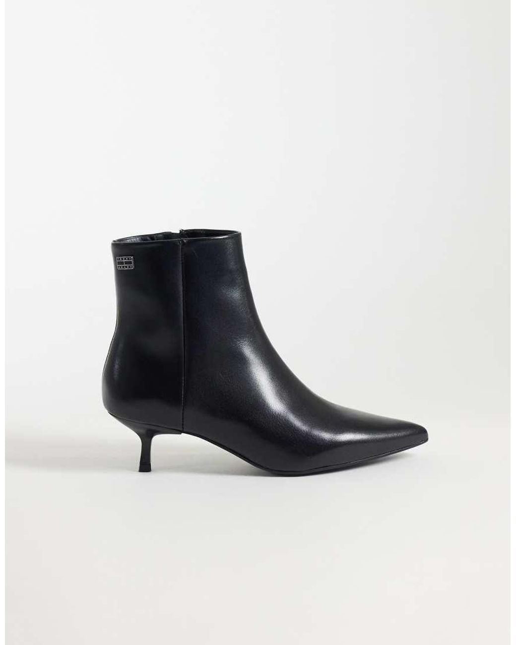 Tommy Hilfiger Blue Camelia Premium Leather Heeled Boots With Pointed Toe