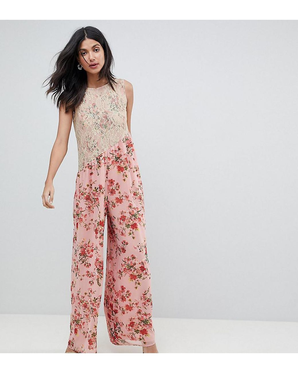 ASOS Lace Jumpsuit in Pink Lyst