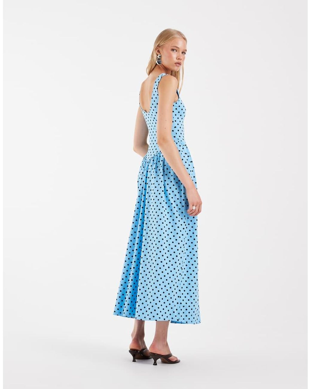 ASOS Blue Polka Dot Midi Dress