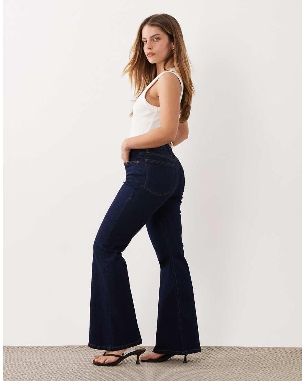 GOOD AMERICAN Blue Petite Good Legs Flare Jeans