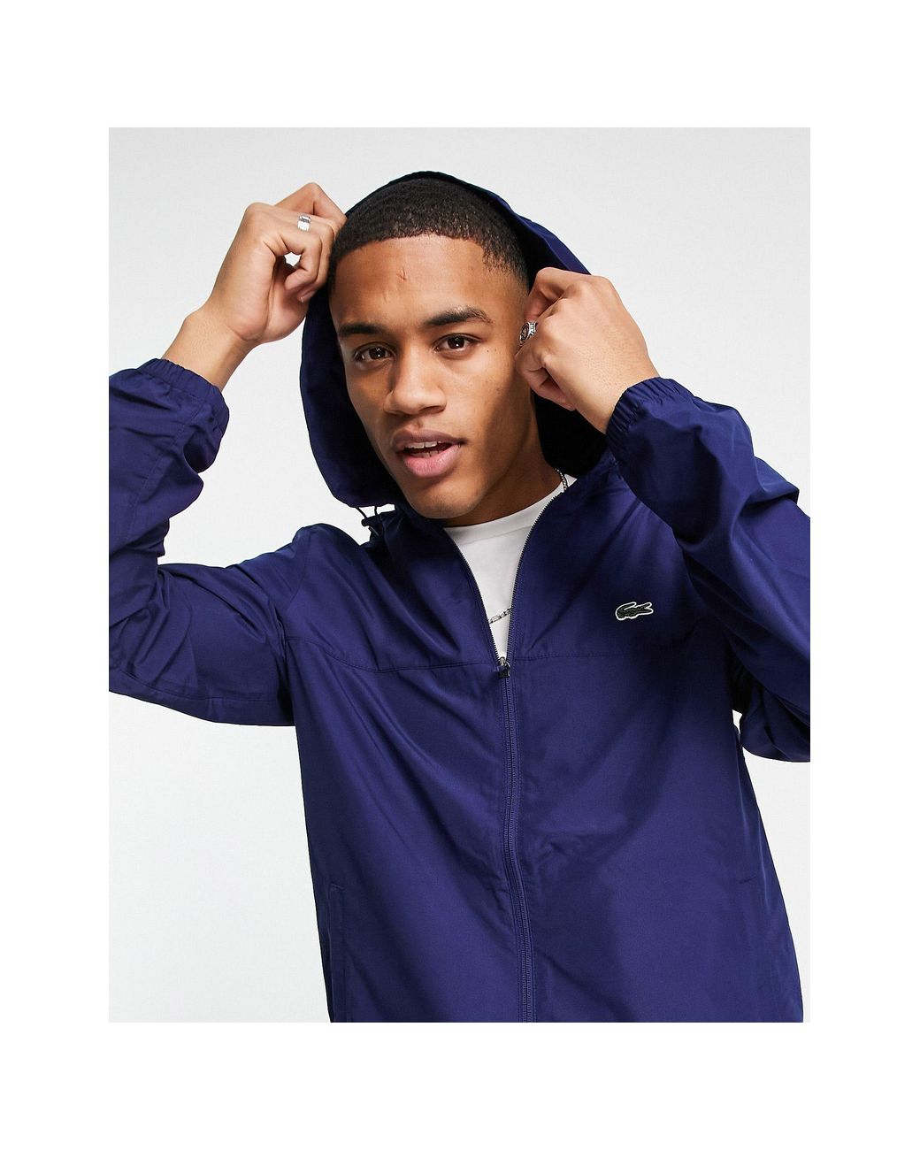 Lacoste Windbreaker Jacket in Blue for Men | Lyst UK