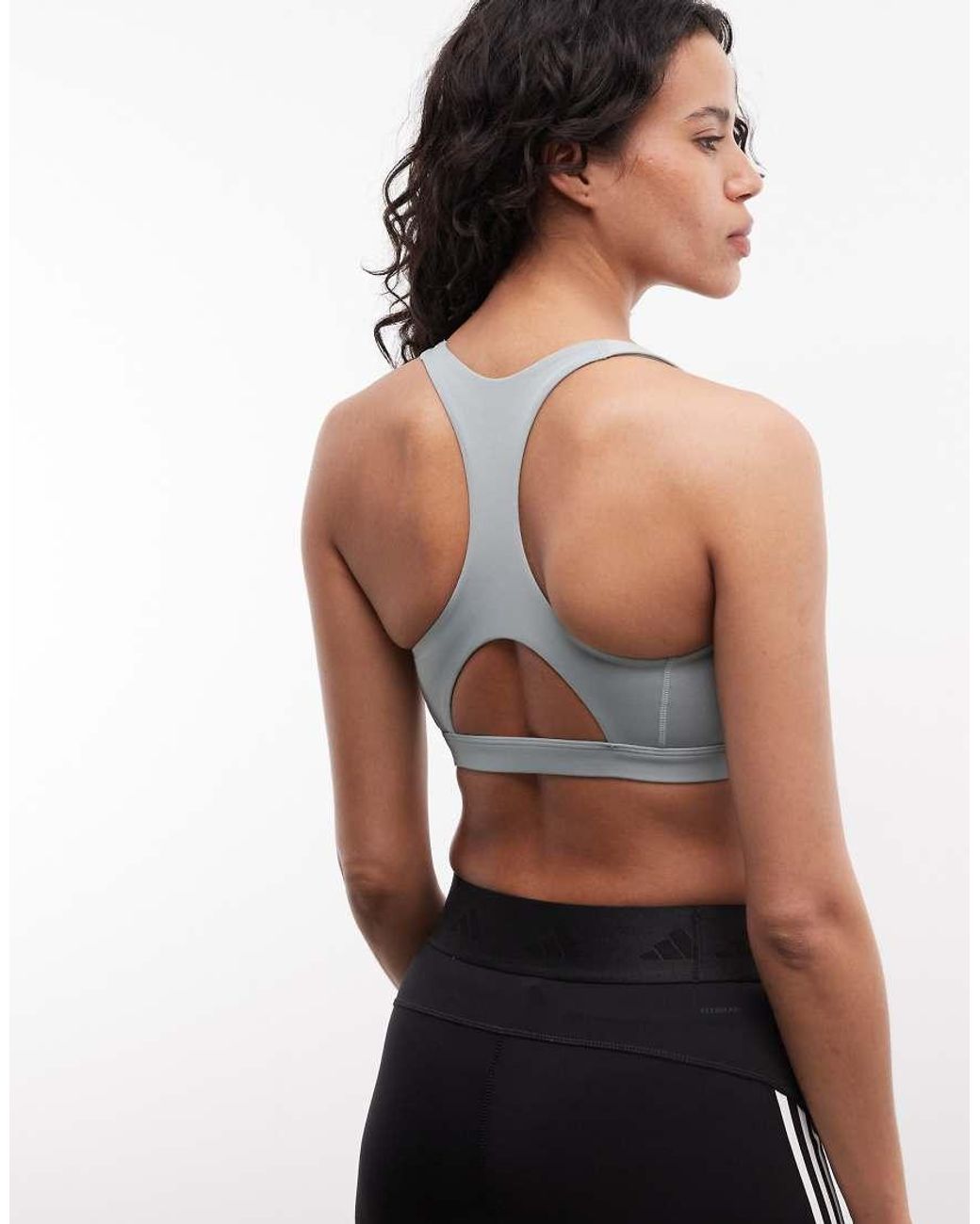 Adidas Originals White Adidas Training Optime Essentials Mid-support Sports Bra