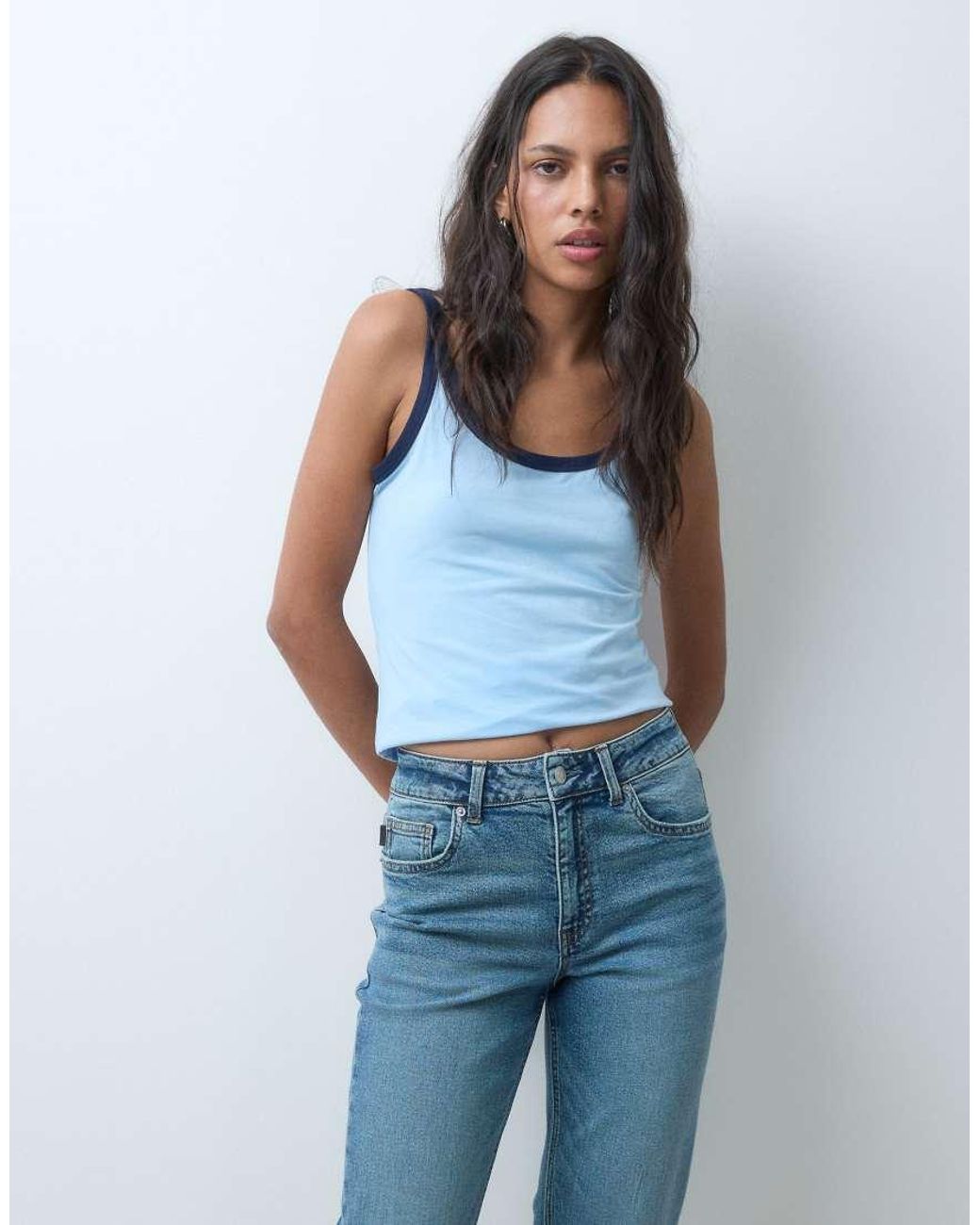 ASOS Blue Slim Fit Mom Jeans