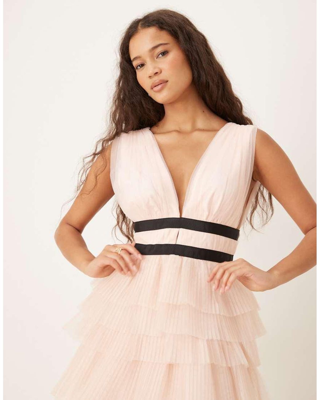 True Decadence Natural Tulle Maxi Dress