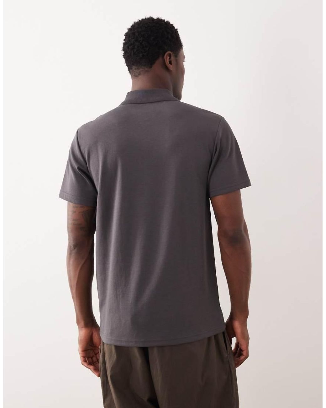 ASOS Gray Breathemax Heavyweight Zip Polo for men