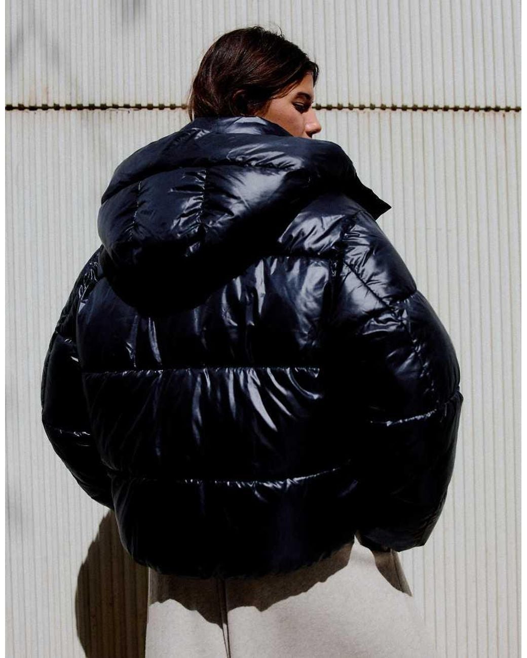 Bershka Multicolor Oversize Hooded Puffer Jacket