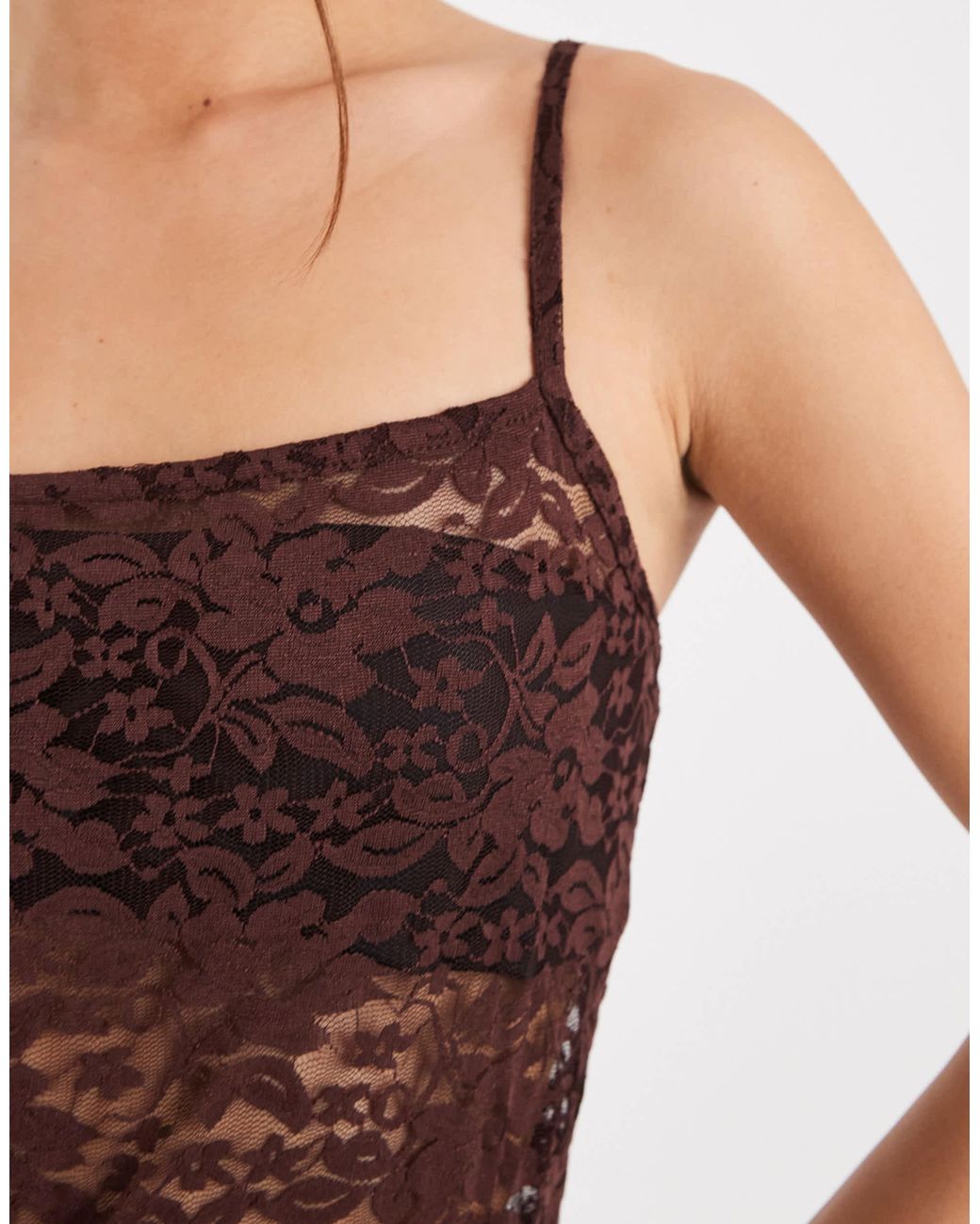 Collusion Brown Square Neck Cami Dress