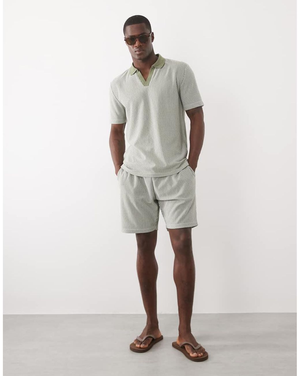 Brave Soul Brown Co-Ord Short Sleeve Polo Top for men