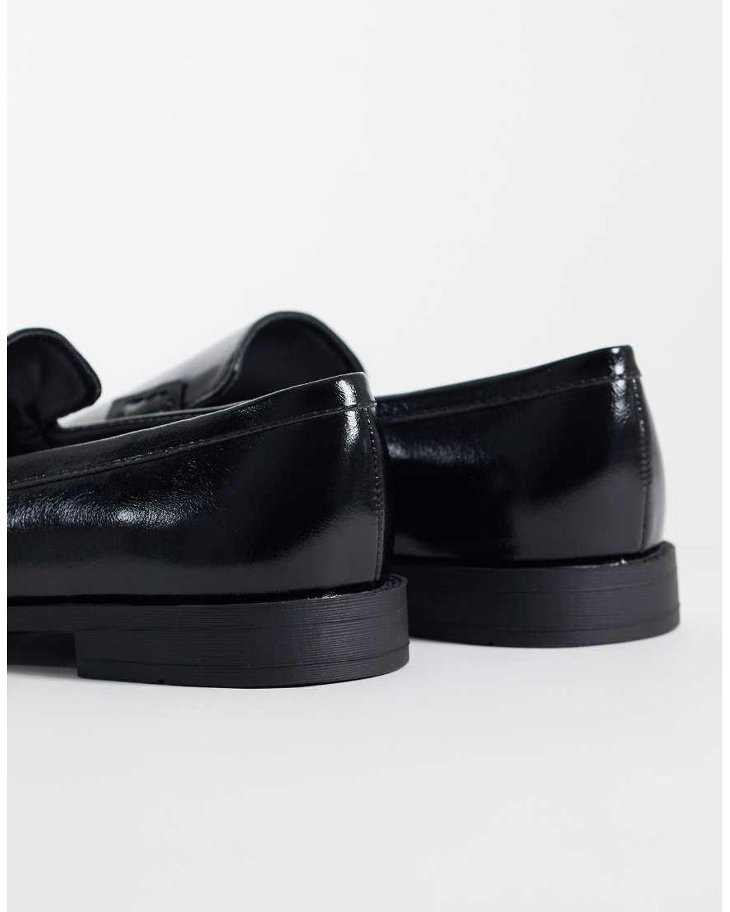 London Rebel Black Sian Square Toe Loafers
