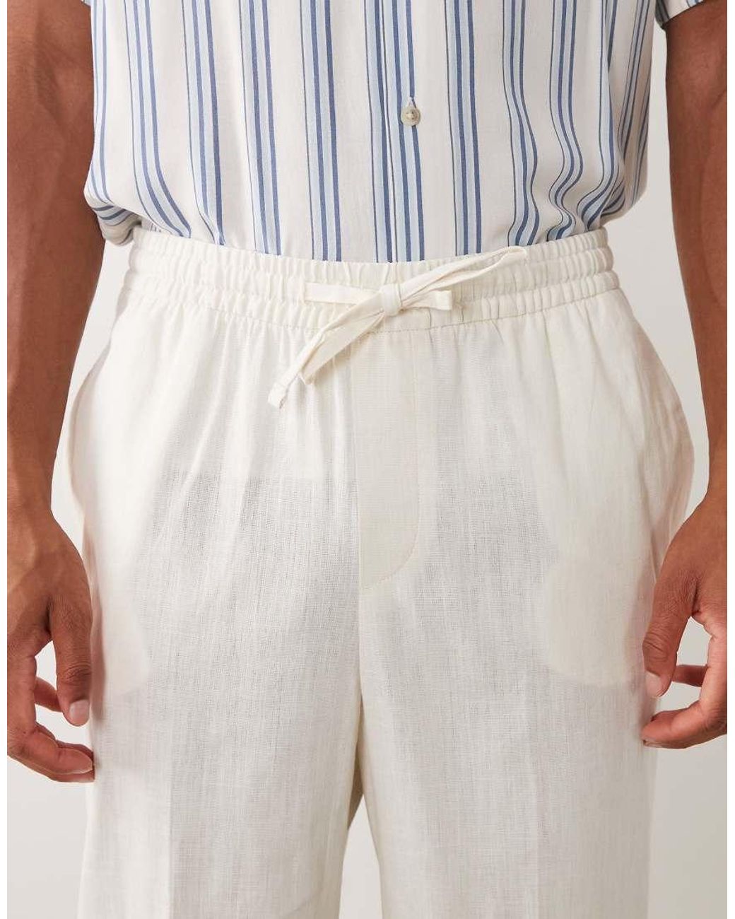 ASOS White Tailored Relaxed Tapered Linen Look Pants for men