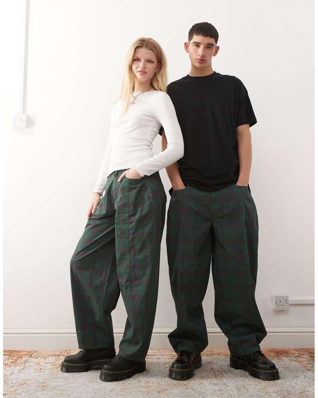Reclaimed Vintage Green Unisex baggy Barrel Leg Trouser