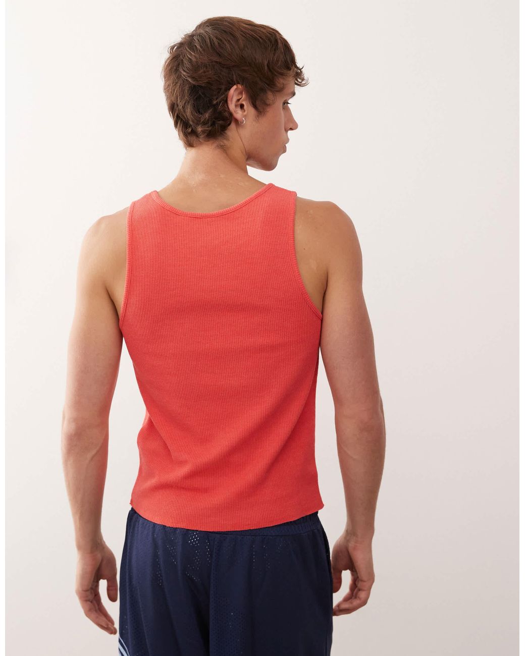Collusion Red Ribbed Muscle Singlet for men