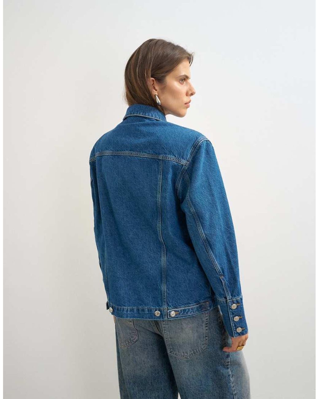 TOPSHOP Blue Denim Jacket With Strong Shoulder