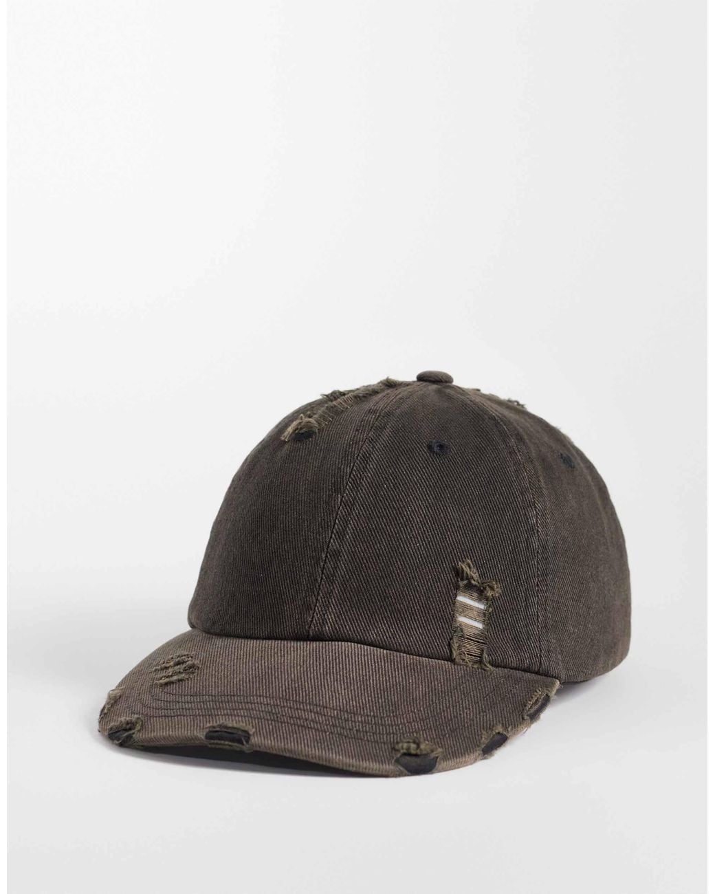 ASOS Gray Distressed Denim Cap for men
