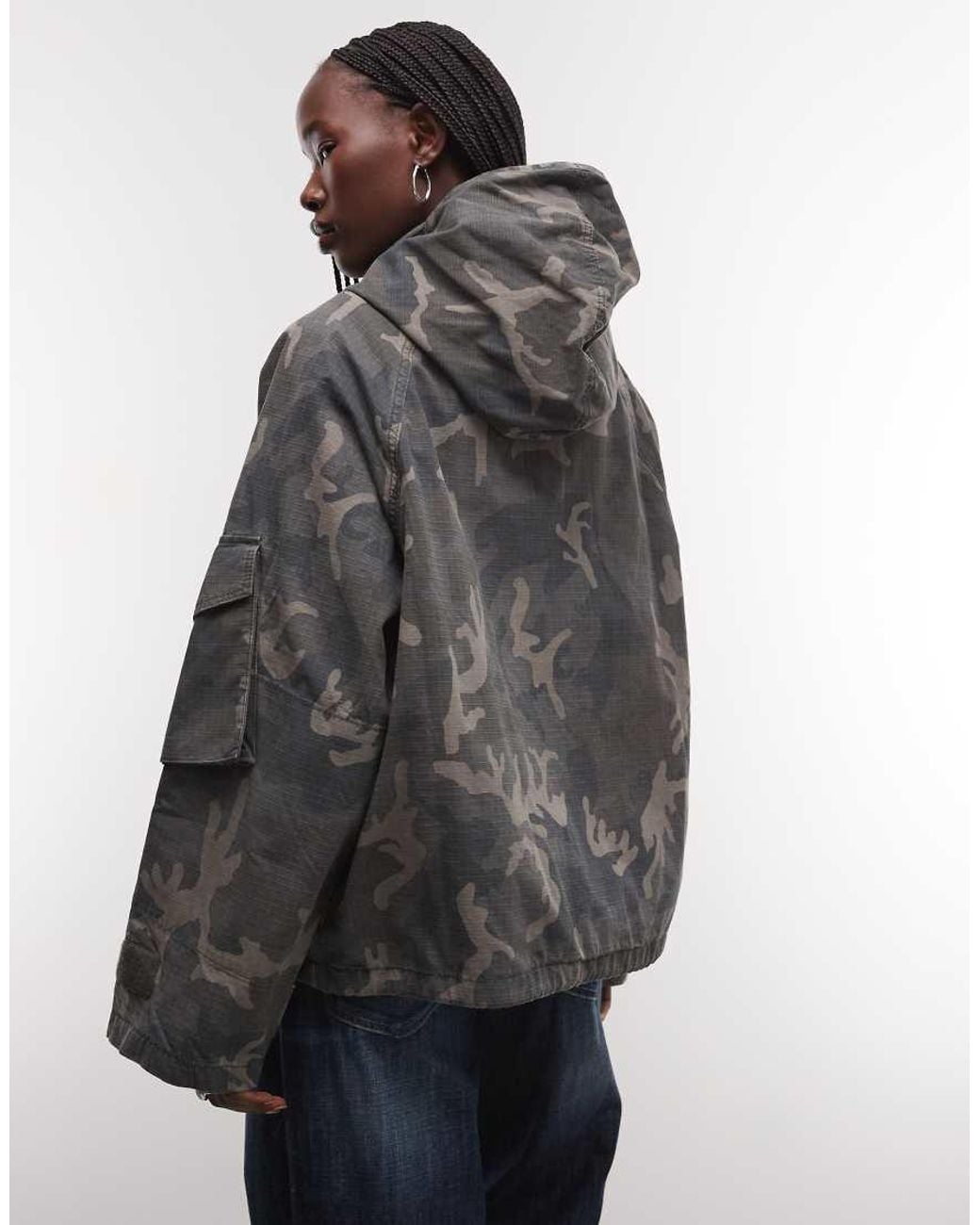 Weekday Gray Funnel Neck Jacket With Hood