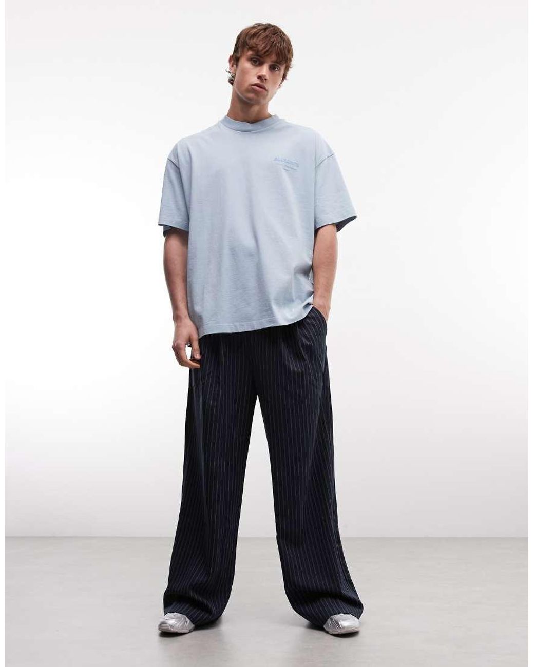 AllSaints Blue Xander Short Sleeve Logo T-Shirt for men