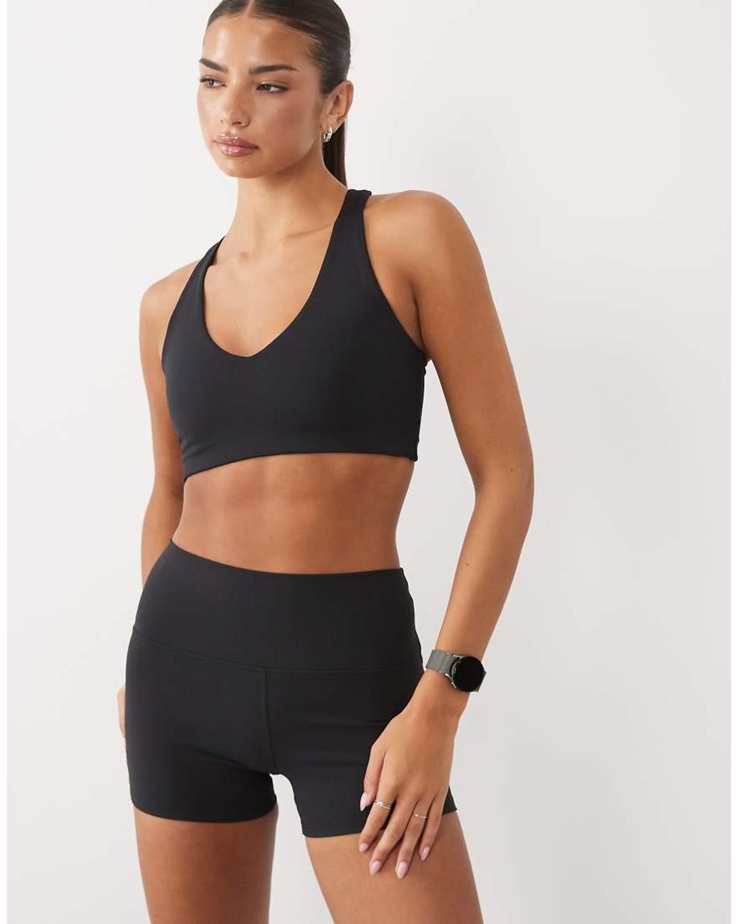 4505 Black Micro Rib 3" High Waist Legging Short