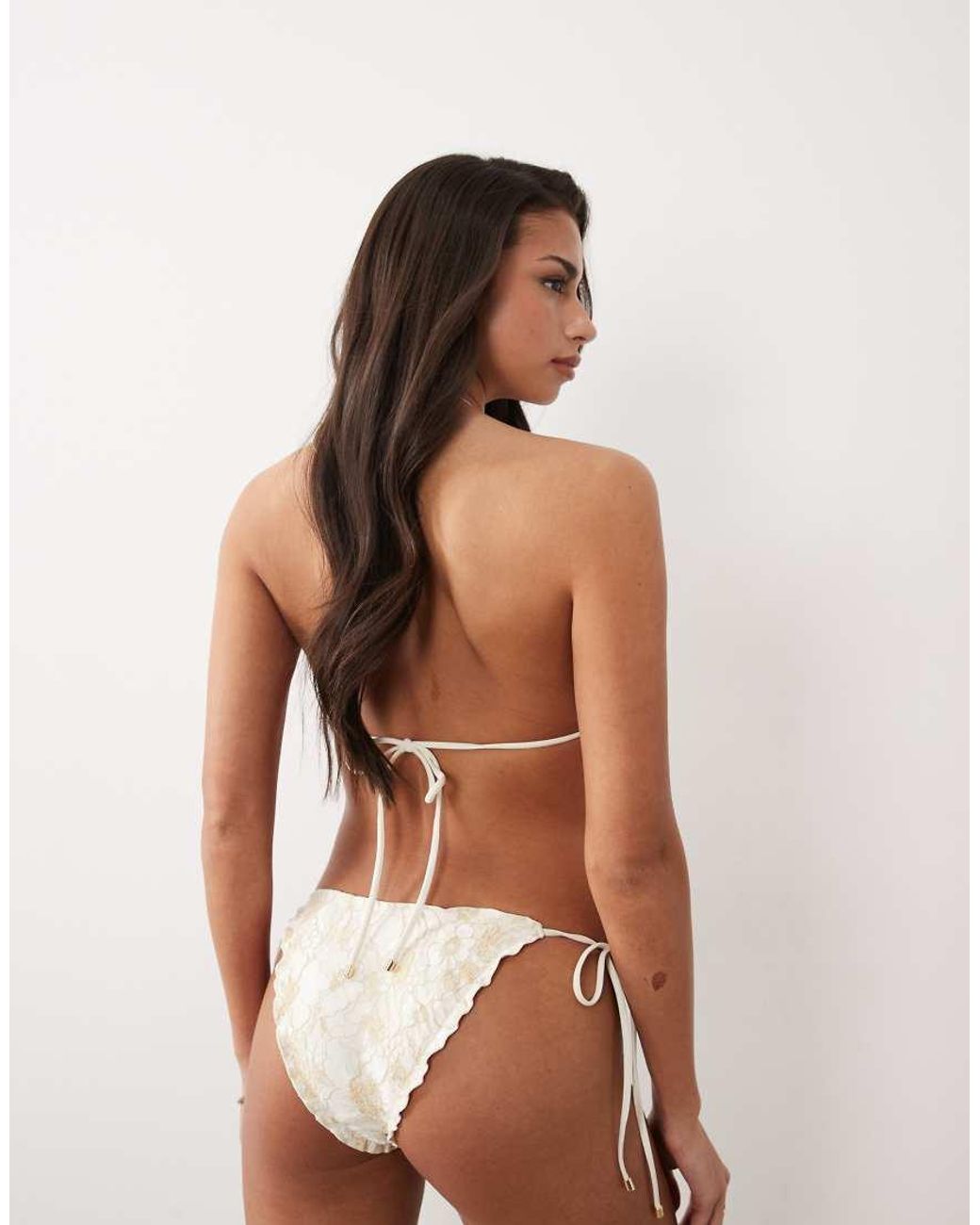 South Beach White Glitter Lace Tieside Bikini Bottom