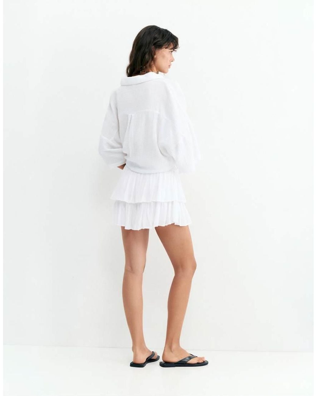 Pull&Bear White Skort With Ruffles