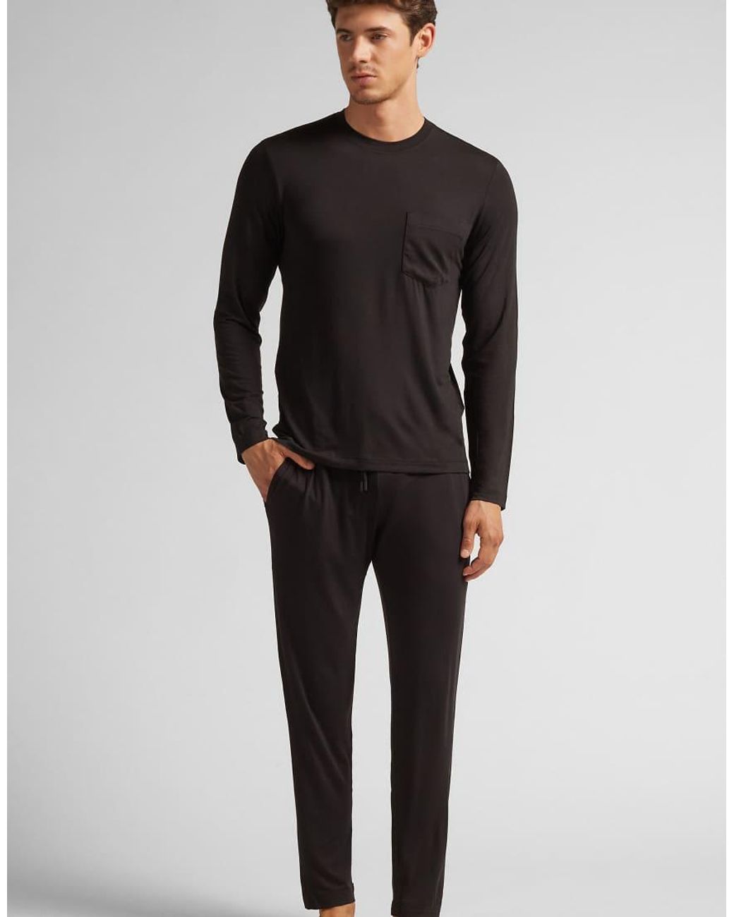 Intimissimi Black Long Micromodal Pyjamas for men