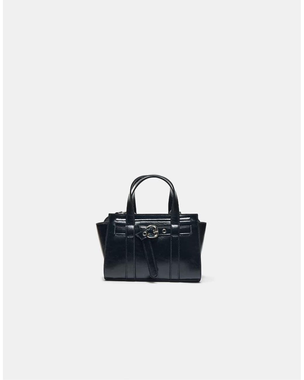 Stradivarius Blue Mini Tote Bag With Buckle