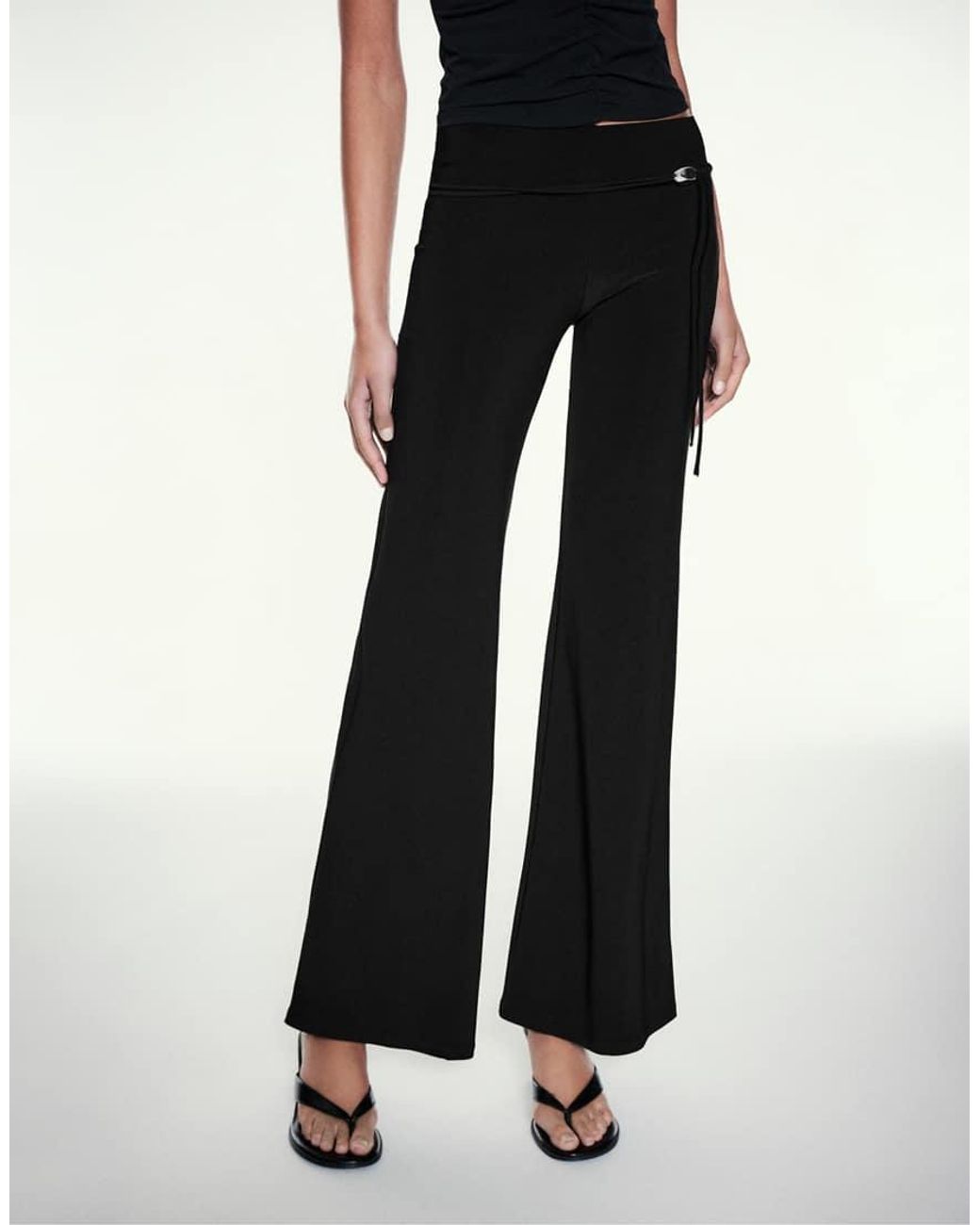 Pull&Bear Black Trousers With Side Appliqué