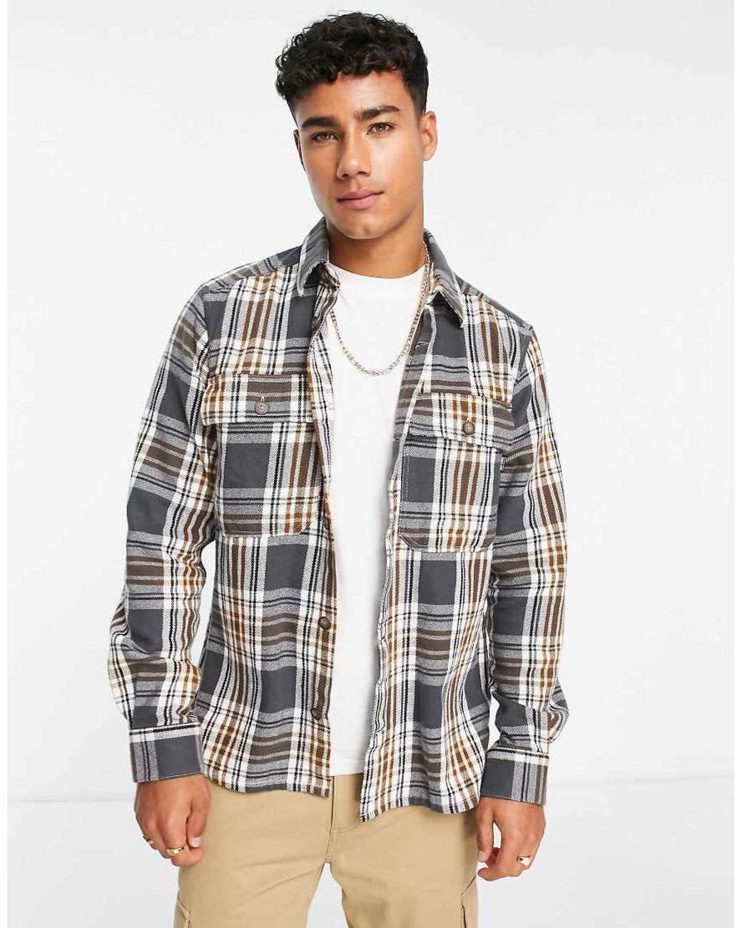 Only & Sons Gray Flannel Overshirt for men