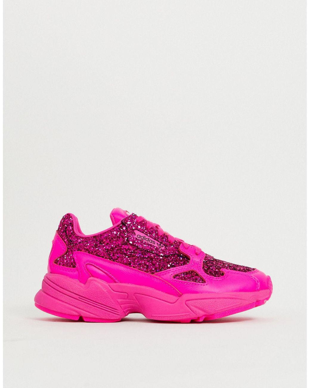 adidas Originals Leather Premium Pink Glitter Falcon Sneakers | Lyst