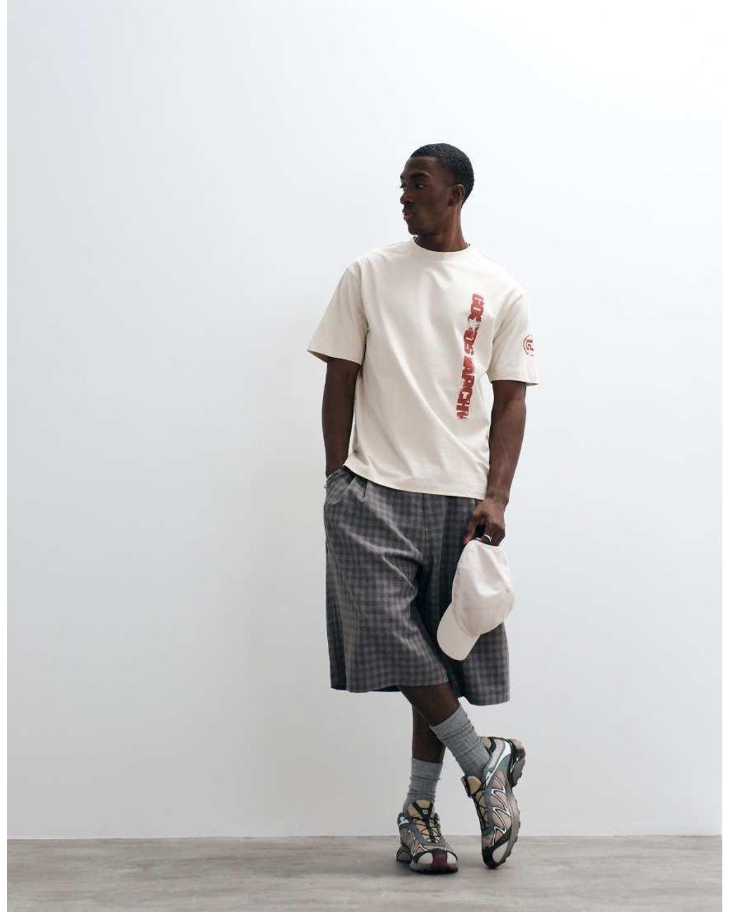 ASOS Gray Relaxed T-Shirt With Text Graphic for men