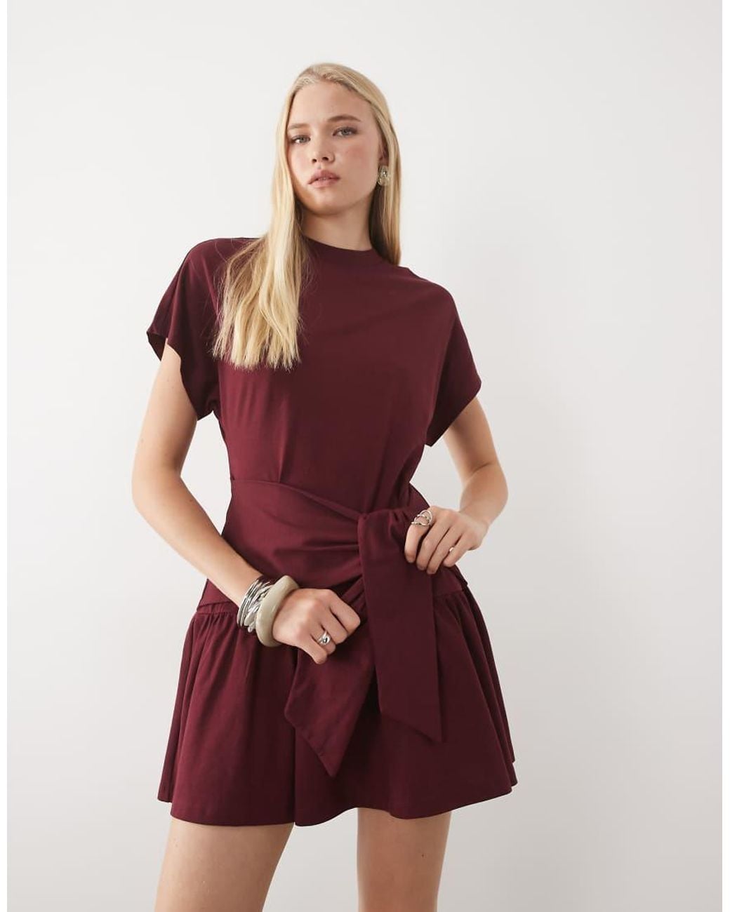 Miss Selfridge Red Tie Waisted Mini Dress