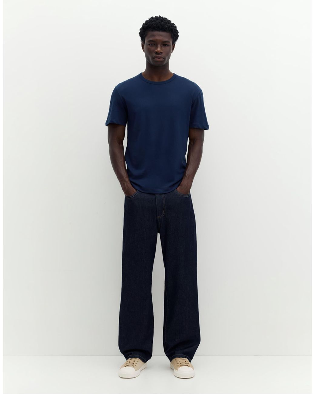 Pull&Bear – schmales basic-t-shirt in Blue für Herren