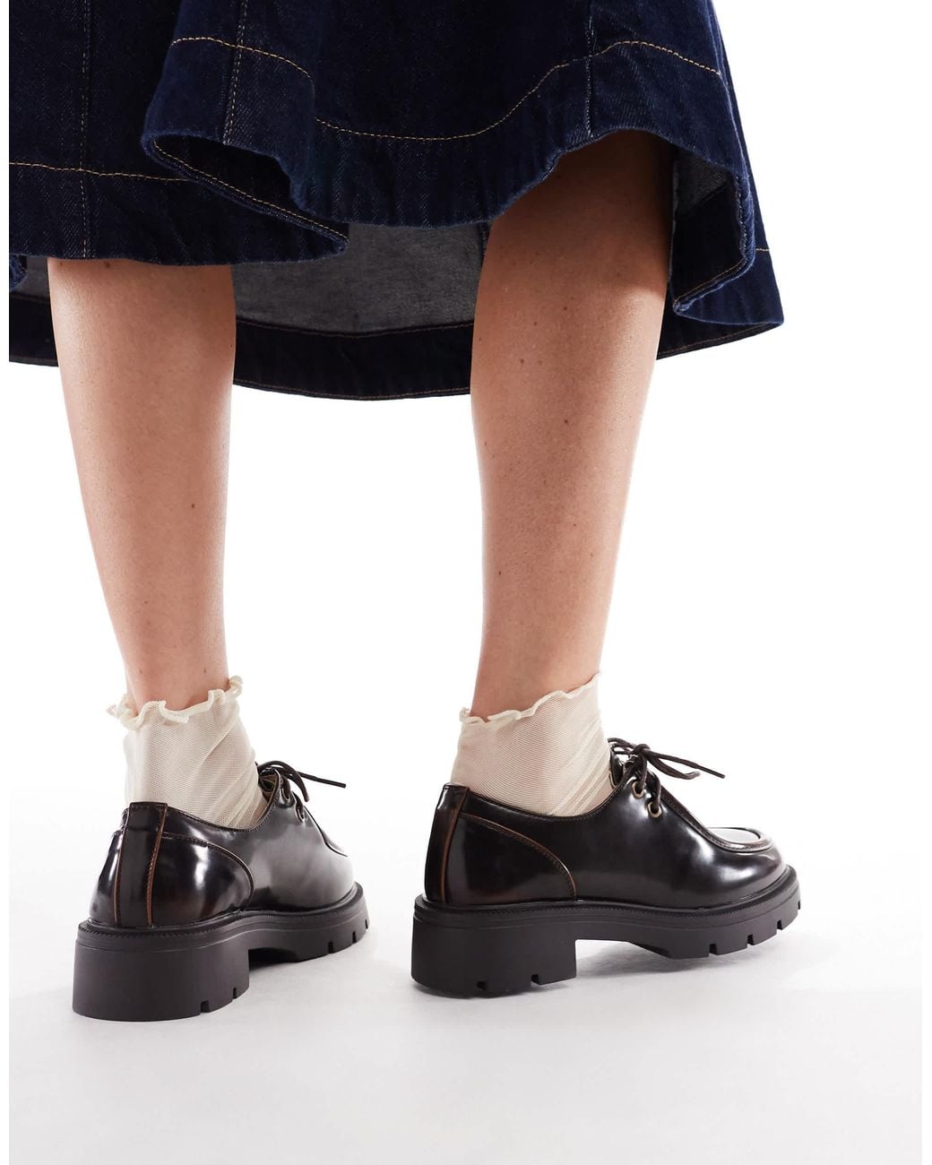 SEQWL Wide Fit Black Alfa Chunky Lace Ups