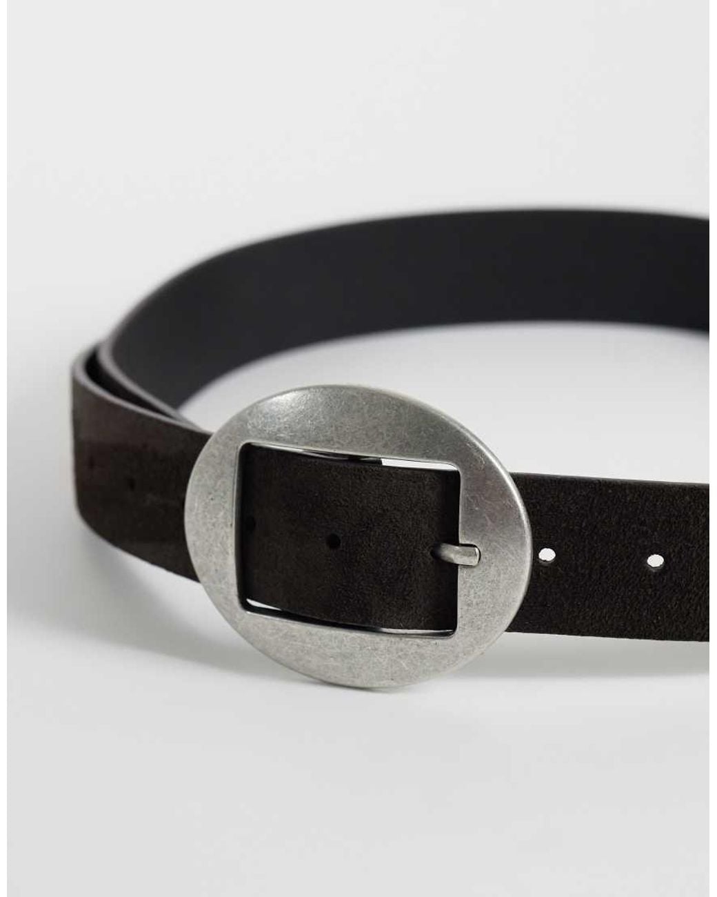 ASOS Black Asos Desgn Suede Belt With Rounded Buckle