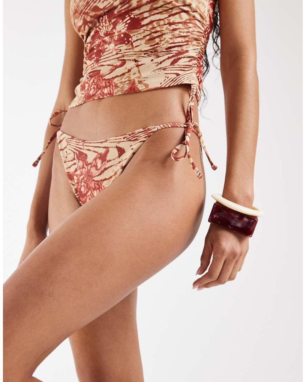Reclaimed Vintage Brown Tie Side Bikini Bottom