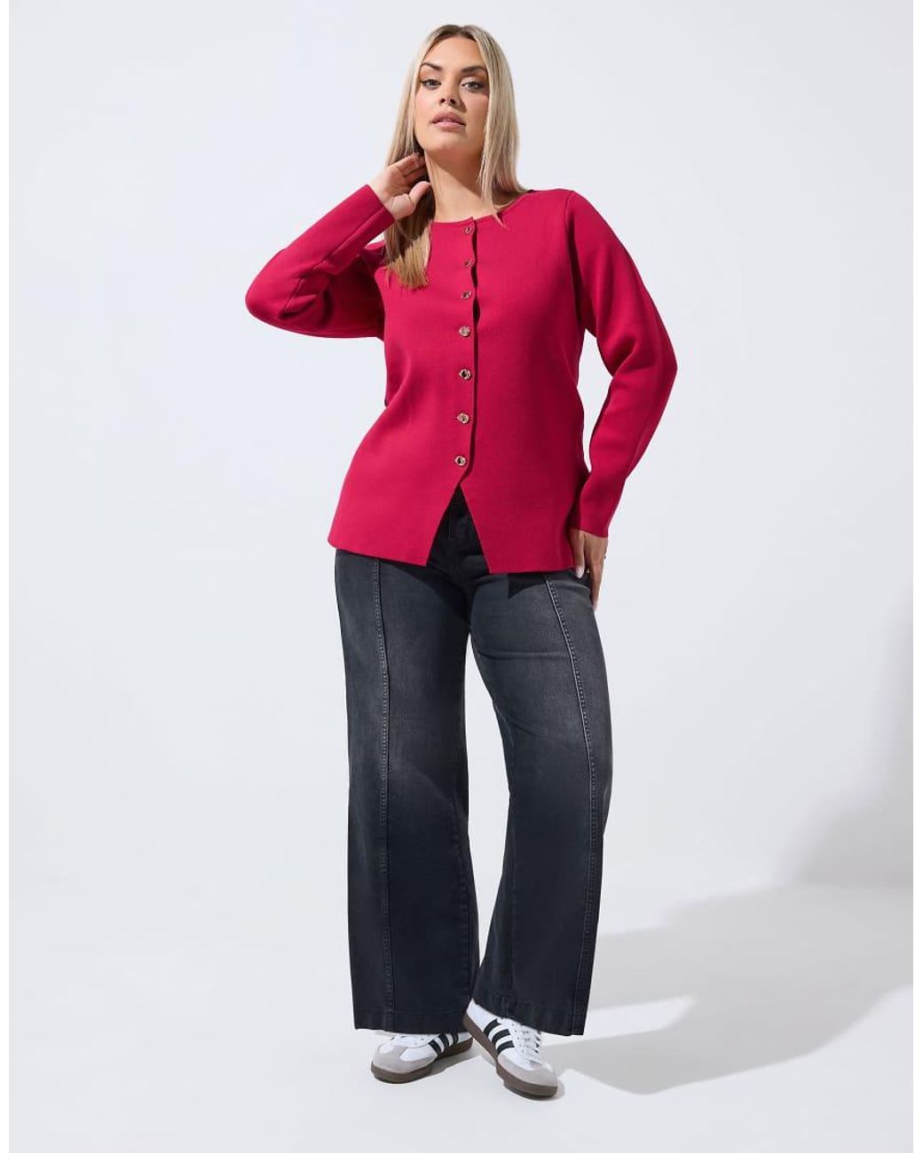 Yours Clothing Red Long Sleeve Knitted Top