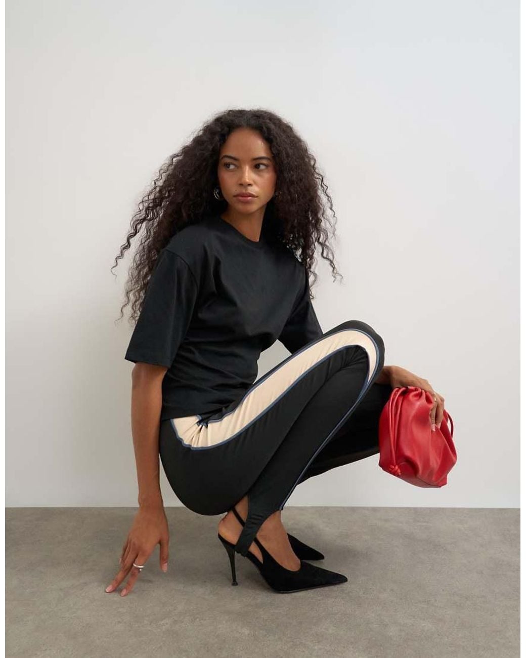 TOPSHOP Black Shoulder Pad Short Sleeve T-shirt