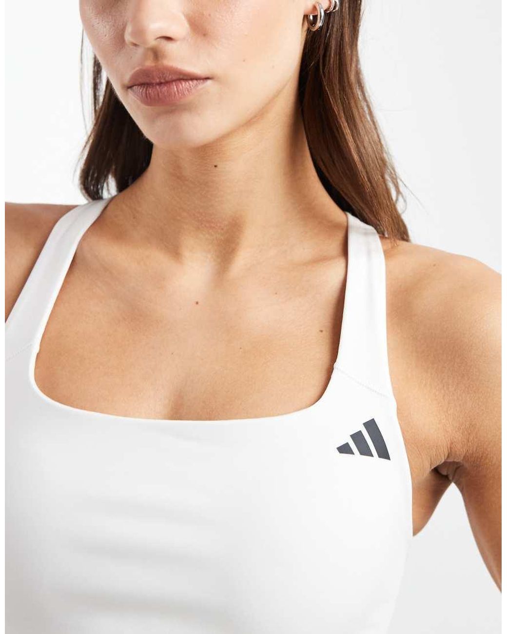 Adidas Originals White Adidas Training Optime Mid Support Sports Bra
