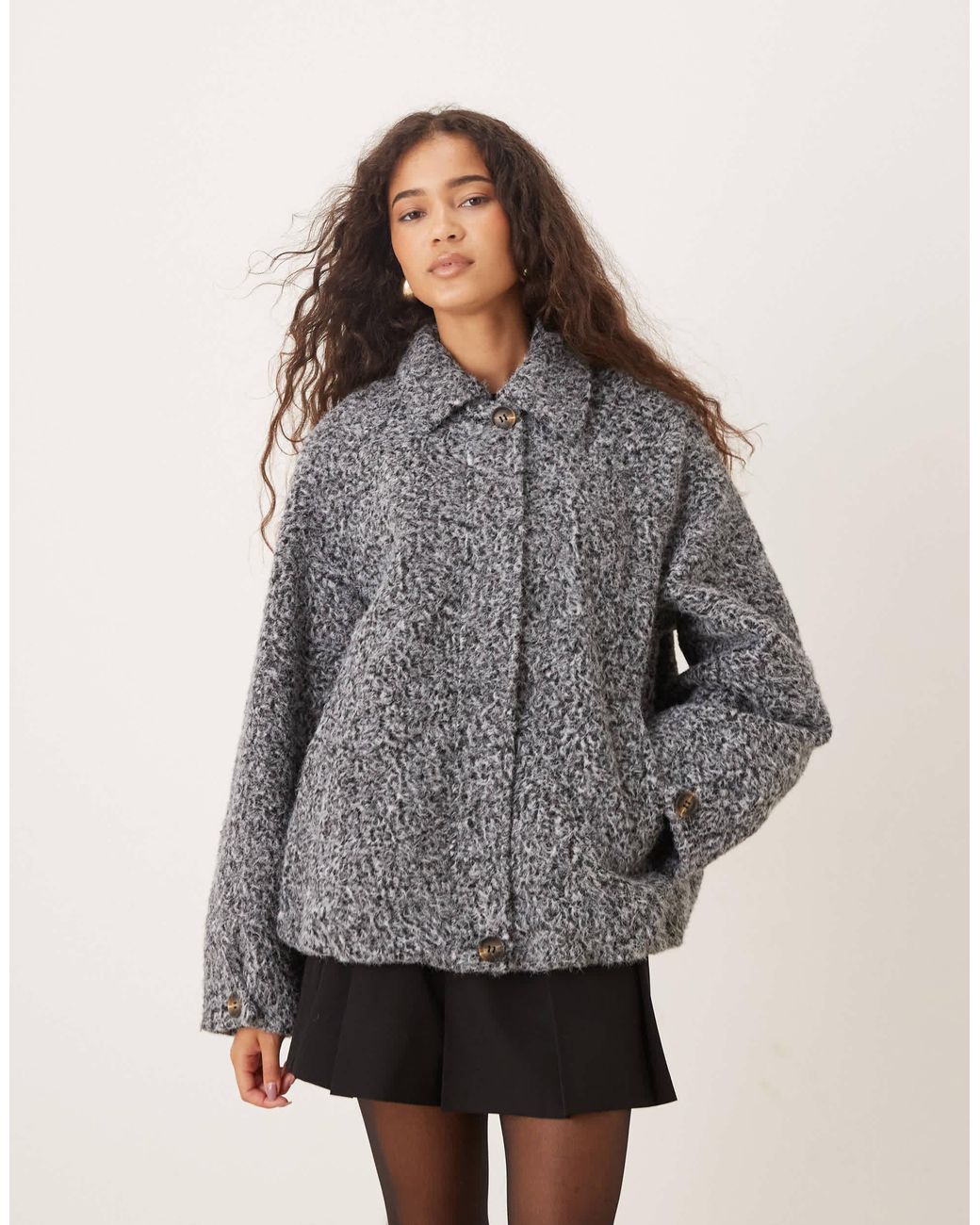ASOS Gray Top Collar Brushed Bomber Jacket