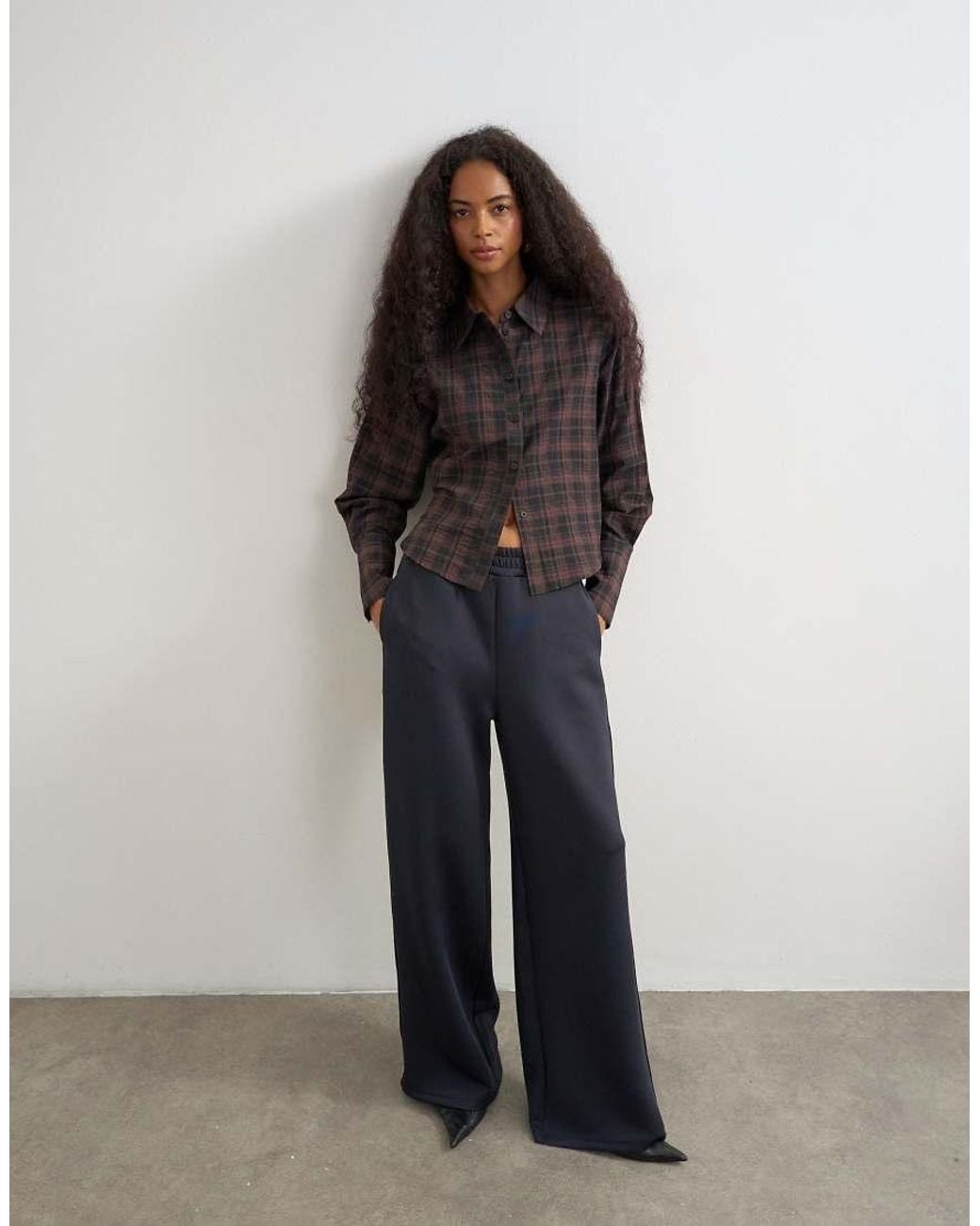 TOPSHOP Blue Co Ord Cinch Check Shirt