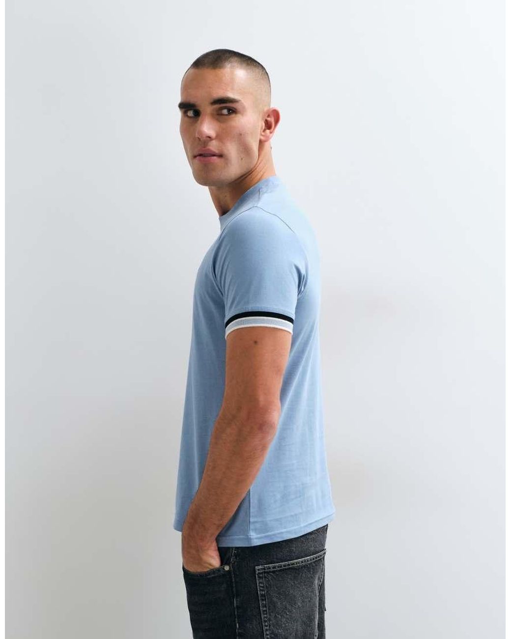 Barbour Blue Newport Short Sleeve Tipped Logo T-shirt for men