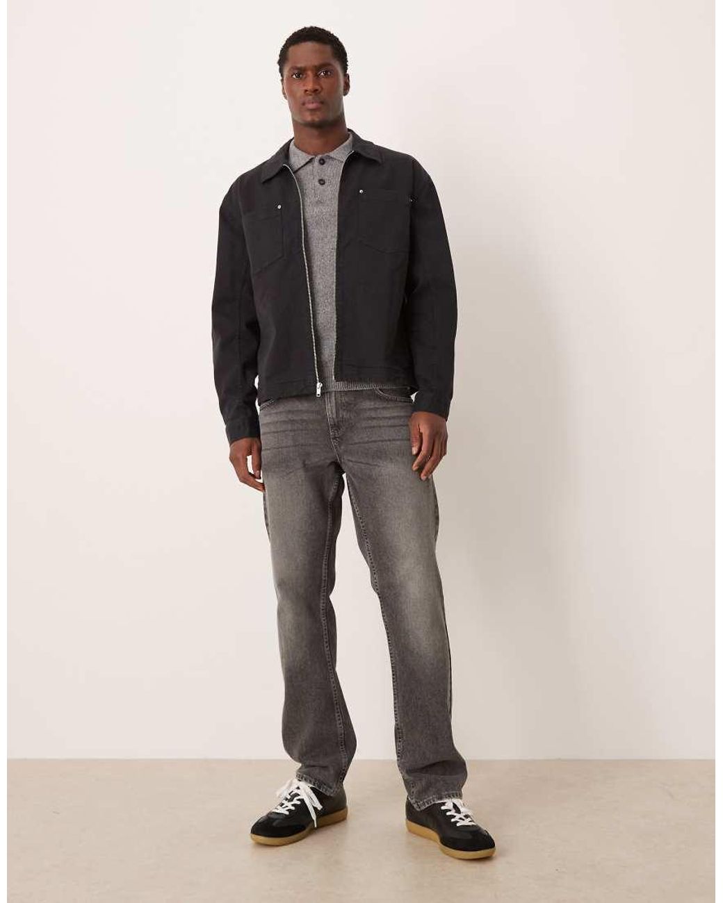 Abercrombie & Fitch Black Oversized Zip Up Shacket for men