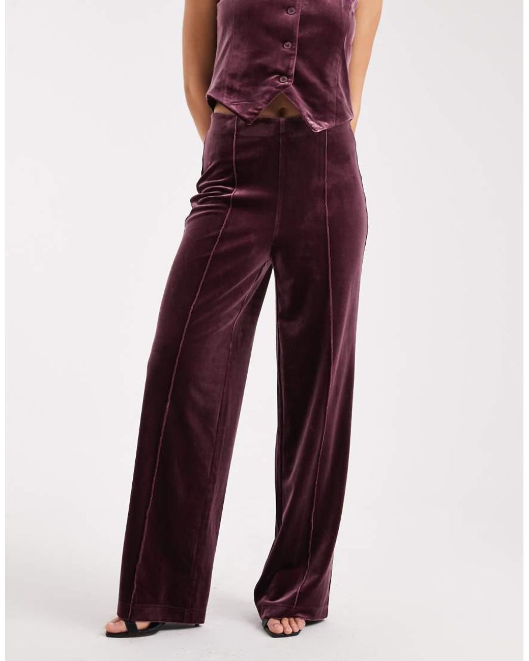 Vero Moda Purple Seam Front Tailored Velvet Trouser Co-Ord